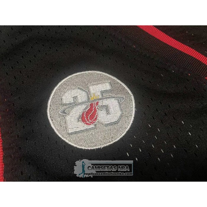 Camiseta Miami Heat Dwyane Wade NO 3 Mitchell & Ness 2012-13 Autentico Negro